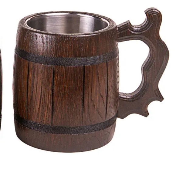 Other - Authentic Oak Wood Beer Stein - Handcrafted Mug for Beverages